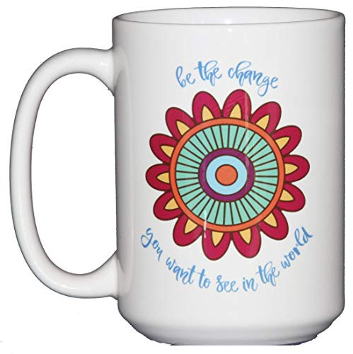 Inspirational Girl Power Coffee Mugs - Nevertheless She Persisted - She Believed She Could - Though She Be But Little She Is Fierce - Floral Mandala Art Gift -Be The Change-