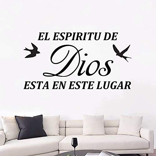 AnFigure Wall Decals for Living Room Bible Verse Wall Decal Bedroom Positive Religious Faith Christian Prayer Home Art Decor Vinyl Stickers El Espiritu De Dios Esta En Este Lugar 28.6"x15"