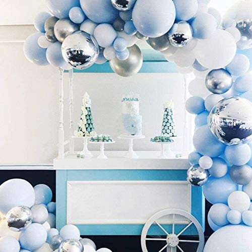 Topico Blue Balloon Garland Arch Kit 144pcs Blue White Silver Chrome Metallic Balloons4D Silver Balloons for Wedding Bridal Shower Birthday Party Baby Shower Decoration Topico Blue Balloon Garland Arch Kit 144pcs Blue White Silver Chrome Metallic Balloons4D Silver Balloons for Wedding Bridal Shower Birthday Party Baby Shower Decoration