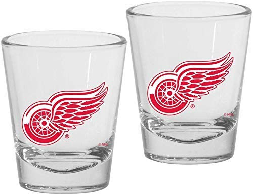 Detroit Red Wings 1.5oz Round Team Logo Shot Glass Set -Qty- 2 Glasses-