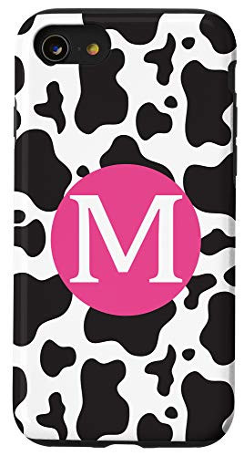 iPhone SE -2020- - 7 - 8 Cute Letter M Initial Monogram Name Cow Print Pattern Gift Case