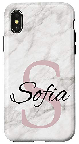 iPhone X-XS Sofia Pink Monogram Letter S Girls Personalized Name Case