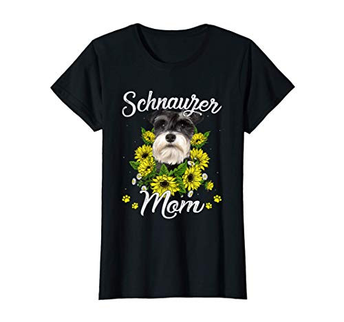 Womens Dog Mom Mother's Day Gift Sunflower Schnauzer Mom T-Shirt