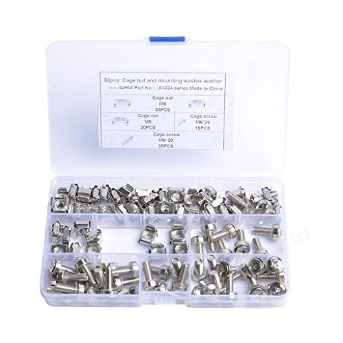 MagiDeal M6 Server Rack Cage Nuts  and  Mounting Screws for Server Shelves Racks X50