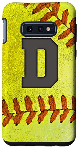 Galaxy S10e Softball Phone Case with letter D Softball Player Name Gift Case