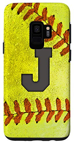 Galaxy S9 Softball Phone Case with letter J Softball Player Name Gift Case