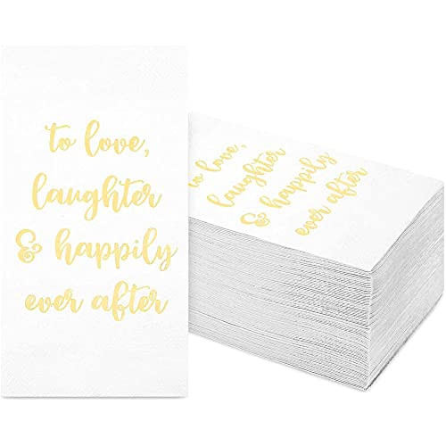 Wedding Dinner Napkins To Love Laughter and Happily Ever After -4 x 8 In 100 Pack-
