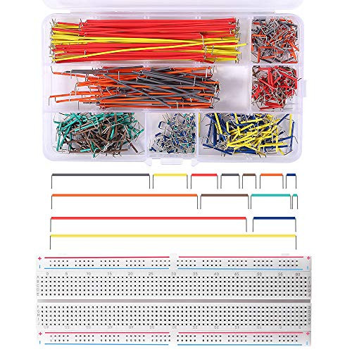 Esoteman 840 Pieces Breadboard Jumper Wire Kit 14 Lengths Assorted Preformed Breadboard Jumper Wire with 830 MB-102 Tie Points Solderless Breadboard for Arduino Raspberry Pi Jetson Nano