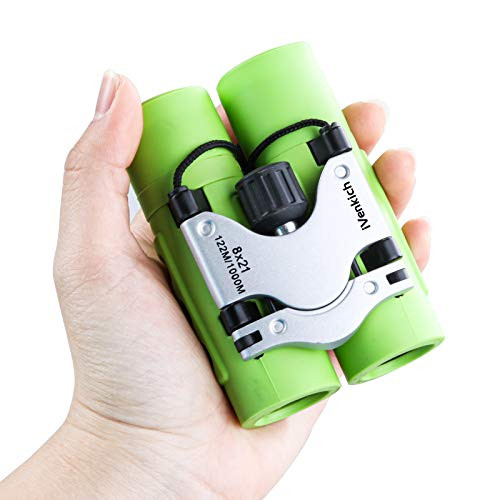 Binoculars for Kids Compact Binoculars for Bird Watching iVenkich 8X21 Mini Binoculars for Boys and Girls Small Lightweight Binoculars for Hunting Travel Stargazing Hiking Camping Concert -Green-