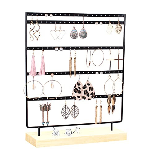 Suneed Earring Holder Organizer Jewelry Display Stands Earring Organizer Stand Jewelry Holder Organizer Earring  and  Necklace Jewelry Towel Organizer Display Tree -5Layer-Black-