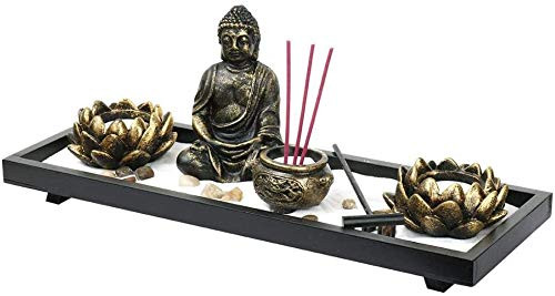YYW Buddha Resin Incense Sticker Burner Holder Lotus Tea Light Candle Holder Zen Statue Ornament for Home Décor