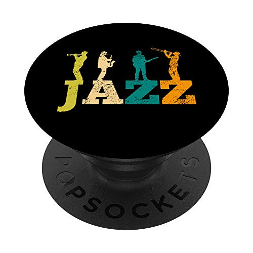 Jazz Trumpet Saxophone Guitar Trombone Musician Vintage Gift PopSockets PopGrip- Swappable Grip for Phones  and  Tablets