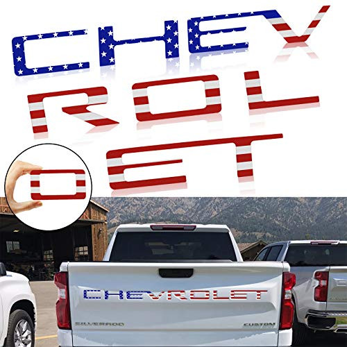 JINGSEN Tailgate Inserts Letters Compatible for Chevrolet Silverado 2019 2020 2021 3D Raised and Strong Adhesive Decals LettersTailgate Emblems Insert Letters-American Flag- JINGSEN Tailgate Inserts Letters Compatible for Chevrolet Silverado 2019 2020 2021 3D Raised and Strong Adhesive Decals LettersTailgate Emblems Insert Letters-American Flag-