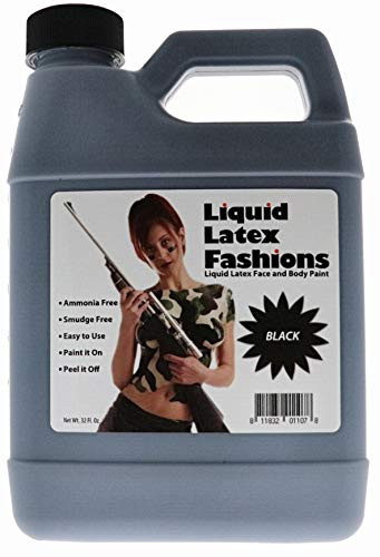 Face and Body Paint  Ammonia Free Liquid Latex Ideal for Art Theater Halloween Parties and Cosplay for Adults and Kids - 32 oz Black