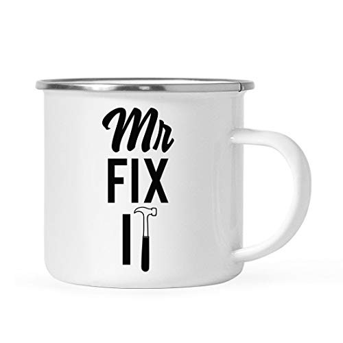 Andaz Press Father's Day 11oz. Stainless Steel Campfire Coffee Mug Gift Mr Fix It 1-Pack Father's Day Birthday Christmas Gift Ideas for Dad Stepdad Grandpa Bonus Dad Includes Gift Box