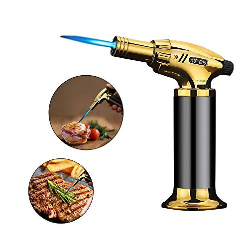 Culinary Butane Torch, WOHOME Culinary Blow Torch Chef Cooking Torch Lighter, Butane Refillable with Adjustable Flame and Safety Lock for Cooking,BBQ,Baking, Brulee,Creme,DIY Soldering
