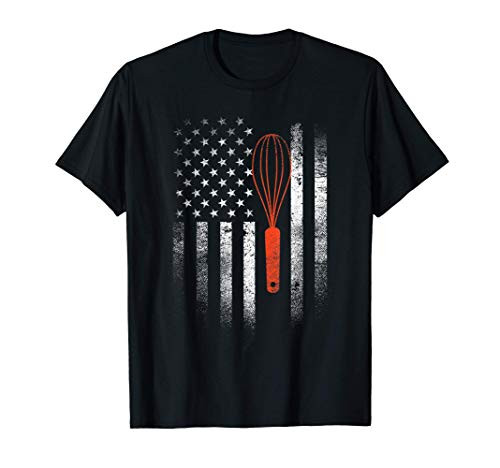 Whisk USA Flag Cooking Pastry Chef Gifts Baker Bakery Baking T-Shirt
