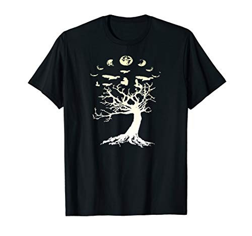 Phases of the Moon Gothic Raven Tree of Life Gift T-Shirt
