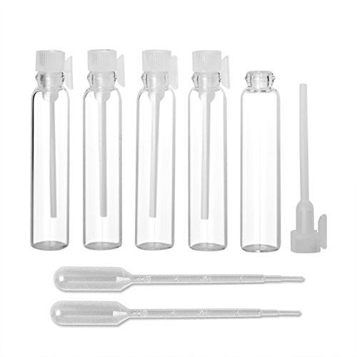 Enslz 3ml 100Pcs Mini Sample Cute Glass Travel Oil Perfume Bottle with Drop and  Spray Empty Sample Bottle for Essential Oils Aromatherapy -3ml-