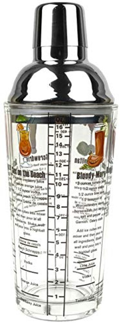14 oz Recipe Cocktail Shaker With Jigger & Strainer Top - Includes 6 Cocktail Drink Recipes (Vodka Theme) 14 oz Recipe Cocktail Shaker With Jigger & Strainer Top - Includes 6 Cocktail Drink Recipes (Vodka Theme)