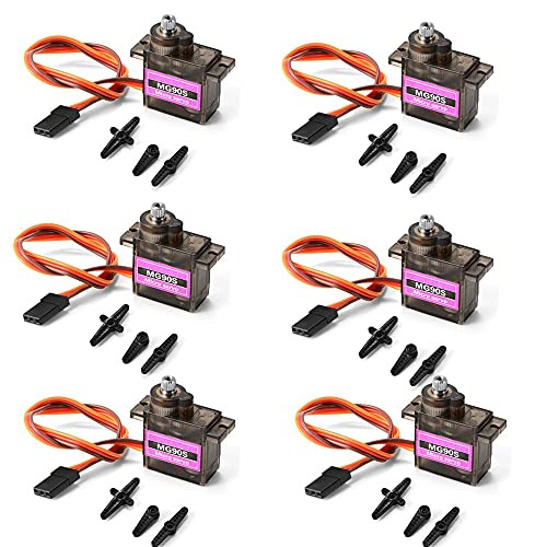 ICQUANZX 6PCS MG90S Micro Servo 9G Servo Motor Metal Geared Micro Servo Motor 9G Smart Robot Car Helicopter Plane Boat