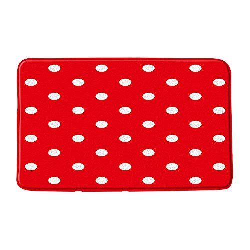 AMFD Polka Dot Bath Mat Vintage Doodle Polka Dots Fashion Bathroom Shower Mat Kitchen Rug Microfiber Memory Foam 20x31 Inches