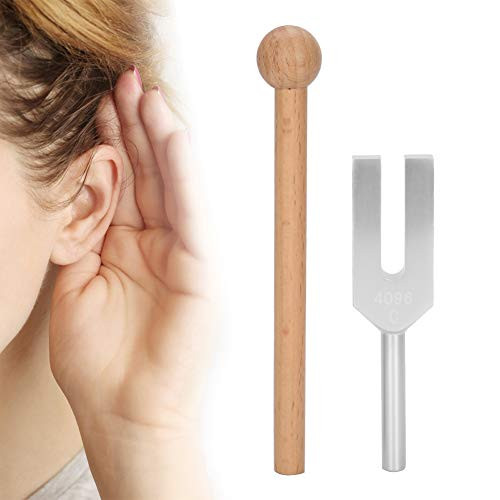 Brrnoo 4096Hz High Frequency Tuning Fork Aluminum Alloy Medical Tuning Fork with Wooden Hammer and Flannel Bag Vibration Sound Therapy Tool