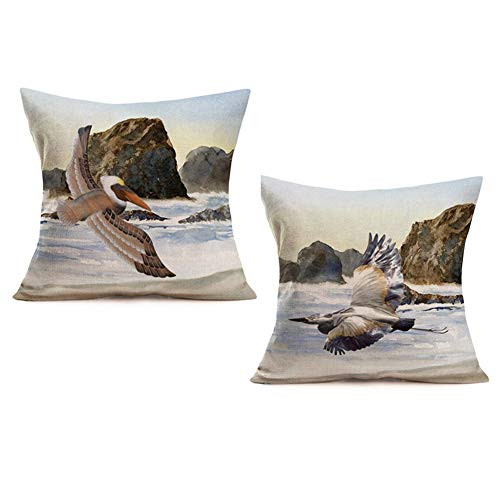Royalours Pelican Animal Bird Pillow Covers 18x18 Inch Cotton Linen Ocean Beach Decorative Throw Pillow Case Square Cushion Cover Outdoor Coastal Pillow Cover for Sofa Set of 2 -2Pack Pelican- Royalours Pelican Animal Bird Pillow Covers 18x18 Inch Cotton Linen Ocean Beach Decorative Throw Pillow Case Square Cushion Cover Outdoor Coastal Pillow Cover for Sofa Set of 2 -2Pack Pelican-