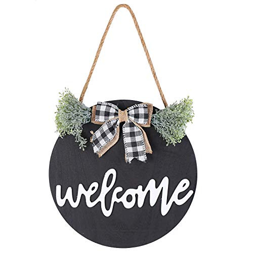 Sumairs Welcome Sign Porch Decor Wreath Door Hanger Welcome Sign for Farmhouse Spring Welcome Sign Front Door Decoration Rustic Wooden Door Hangers Front Porch Decor Outdoor Hanging Vertical Sign