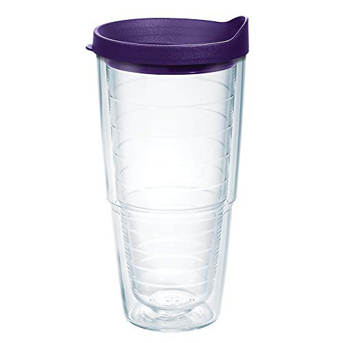 Tervis Clear and Colorful 24oz Made in USA Double Walled Insulated Tumbler Royal Purple Lid Tervis Clear and Colorful 24oz Made in USA Double Walled Insulated Tumbler Royal Purple Lid