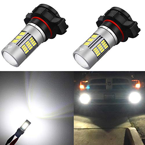 Alla Lighting Super Bright 2504 PSX24W LED Fog Lights Bulbs 4014 54-SMD LED PSX24W 2504 Fog Light Bulb 6000K Xenon White LED Bulbs Replacement