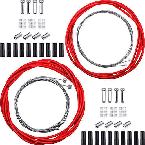 Universal Bicycle Transmission Line Bicycle Shift Derailleur Cable and Brake Cable Kit for Bicycle Mountain Road Bike Repair -Red-