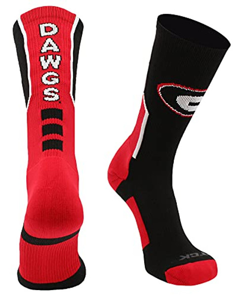 TCK University of Georgia Bulldogs Perimeter Crew Socks -Black-Scarlet-White Medium- TCK University of Georgia Bulldogs Perimeter Crew Socks -Black-Scarlet-White Medium-