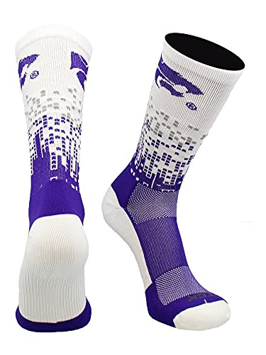 TCK Kansas State Wildcats Downtown Crew Socks -Purple-White-Graphite X-Large-