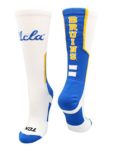 TCK UCLA Bruins Perimeter Crew Socks -White-Blue-Gold Medium-
