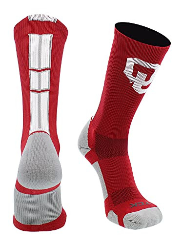 TCK Oklahoma Sooners Baseline 3.0 Crew Socks -Crimson-Grey-White Medium-
