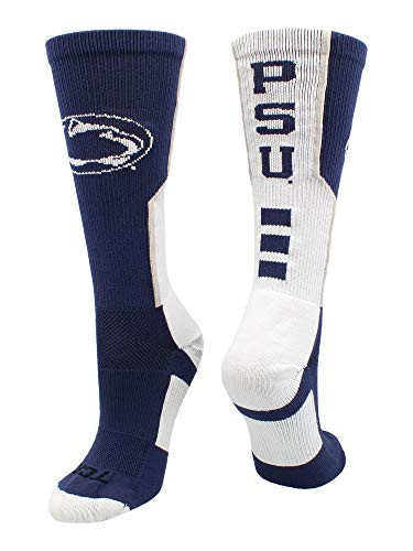 TCK Penn State Nittany Lions Perimeter Crew Socks -Grey-Blue-White Medium-
