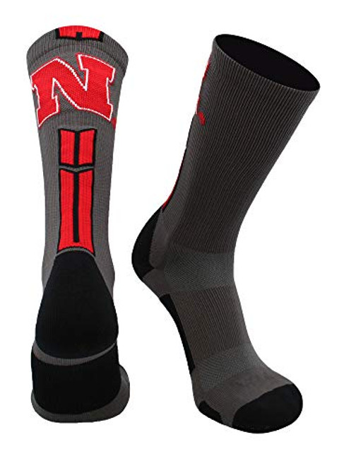 TCK Nebraska Cornhuskers Baseline 3.0 Crew Socks -Graphite-Scarlet-Black Large- TCK Nebraska Cornhuskers Baseline 3.0 Crew Socks -Graphite-Scarlet-Black Large-
