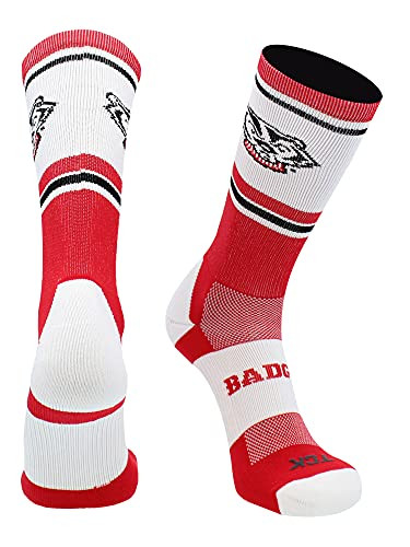 TCK Wisconsin Badgers Jersey Crew Socks -White-Cardinal-Black Small-
