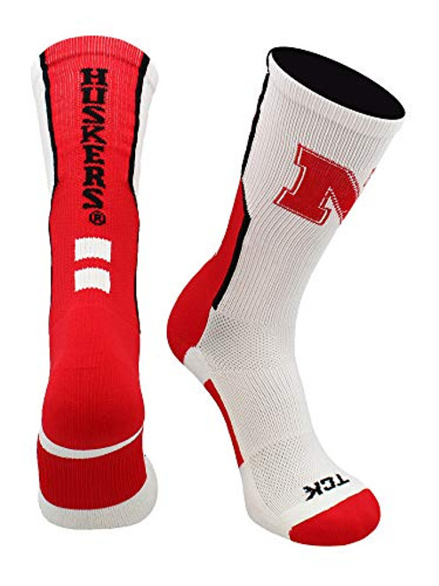 TCK Nebraska Cornhuskers Perimeter Crew Socks -White-Scarlet-Black Large- TCK Nebraska Cornhuskers Perimeter Crew Socks -White-Scarlet-Black Large-