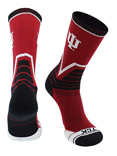TCK Indiana Hoosiers Victory Crew Socks -Crimson-Black-Cream Medium-