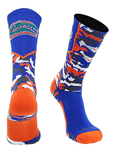 TCK University of Florida Gators Woodland Camo Crew Socks -Royal-Orange-White X-Large-