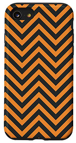 iPhone SE -2020- - 7 - 8 Orange and Black Chevron Stripes Pattern Design Case