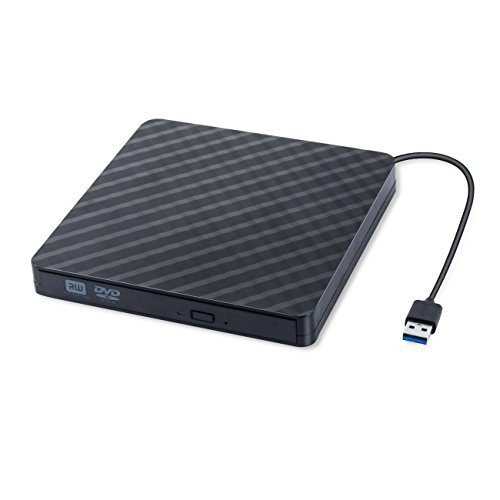 External CD Drive USB 3.0 Portable CD-DVD  plus--RW Drive DVD-CD ROM Rewriter Burner Compatible with Laptop Desktop PC Windows Linux OS Apple Mac by Stepjoy -Black-