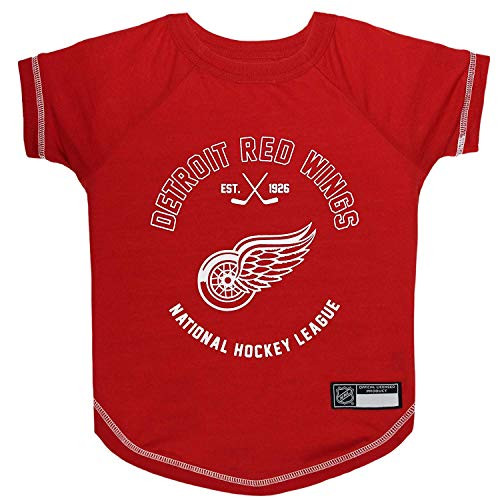 NHL Detroit Red Wings Tee Shirt for Dogs  and  Cats Large. - are You A Hockey Fan? Let Your Pet Be an NHL Fan Too!