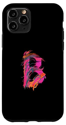 iPhone 11 Pro Cool Modern Letter B Abstract Paint Pattern on Black AAN012b Case