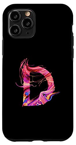 iPhone 11 Pro Cool Modern Letter D Abstract Paint Pattern on Black AAN012d Case