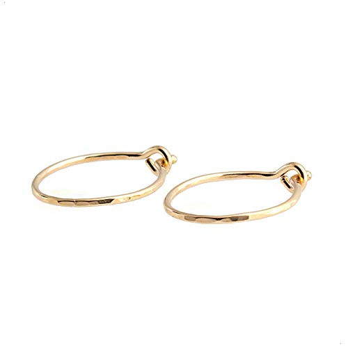 14K Gold Filled Hammered Small Tiny Thin Hoop Earrings for Cartilage Nose Open Hoop Piercing 10mm 22 Gauge