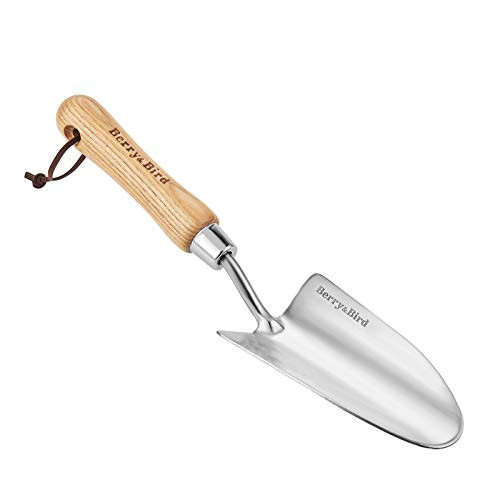 Stainless Steel Trowel Garden Small Flower Hand Shovel Potting Soils Scoop with Wood Handle Gardening Bonsai Tools for Transplanting Digging Weeding Planting