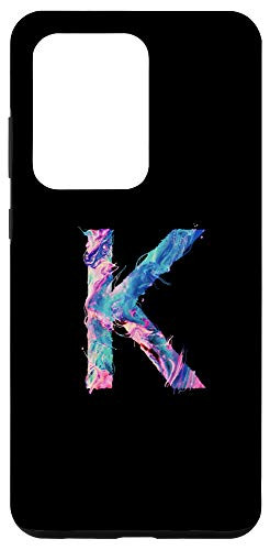 Galaxy S20 Ultra Cool Modern Letter K Abstract Paint Pattern on Black AAN012k Case